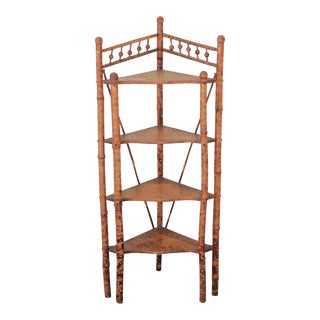 Antique Bamboo Corner Etagere For Sale