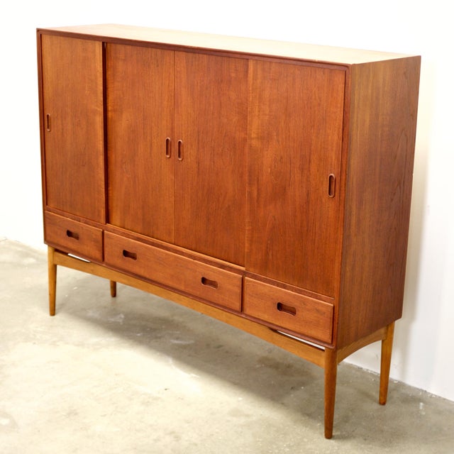 1950s Danish Teak Tall Sideboard / Highboard For Sale - Image 9 of 18