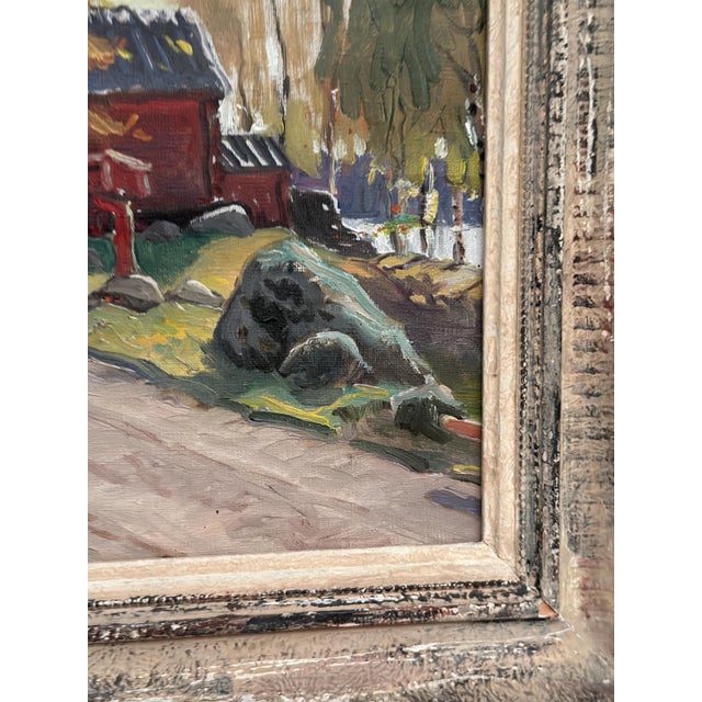 Karl Gustaf Strandberg, Road to Red Huts, 1950s, Oil Painting on Canvas, Framed For Sale - Image 10 of 12