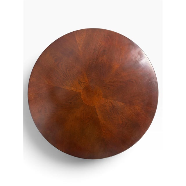 Early 21st Century Thomas Pheasant for Baker Round Mahogany and Walnut Pedestal Side Tables - A Pair For Sale - Image 5 of 6