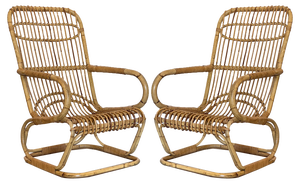 Set of Bamboo Armchairs, 1970s