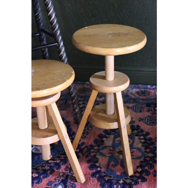 Vintage Adjustable Screw Stools For Sale - Image 9 of 15