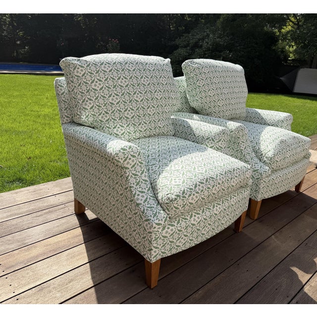 1990s Pair of Clayton Lounge Chairs by Howard Chairs LTD With Custom Slipcovers For Sale - Image 5 of 18