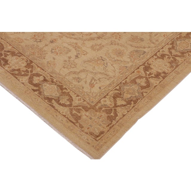 1990s Boho Chic Ziegler Tan Brown Hand-Knotted Wool Rug - 9'3'' X 11'10'' For Sale - Image 5 of 8