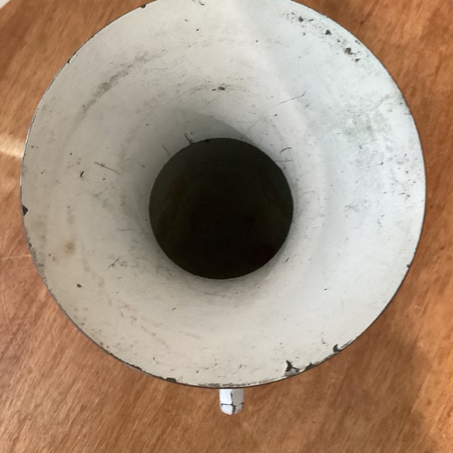 Vintage White Paint on the Brass Neoclassical Amphora Vase W/Scroll Handles Signed For Sale - Image 4 of 12