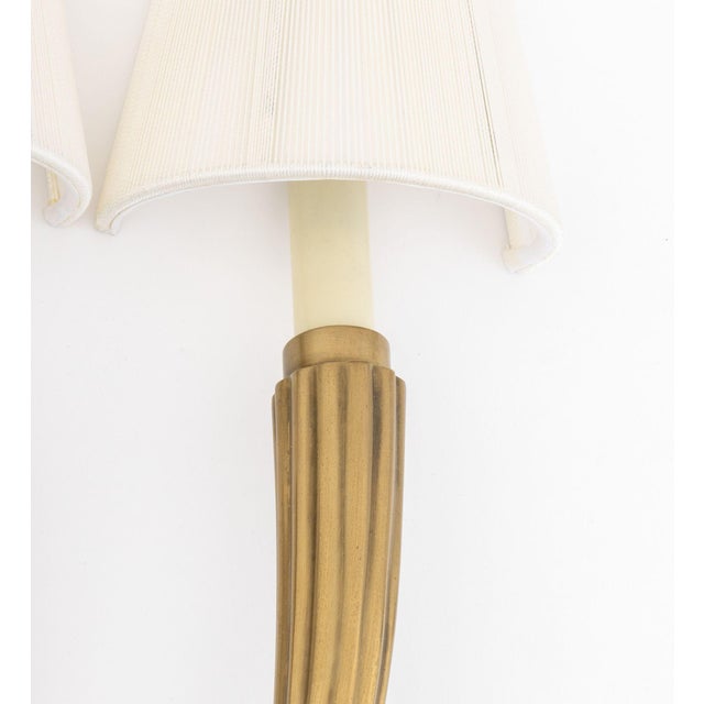 Art Deco Style Brass 2-Branch Wall Sconces, Pair For Sale - Image 4 of 7