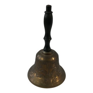 1980s Brass and Wood Decorative Bell For Sale