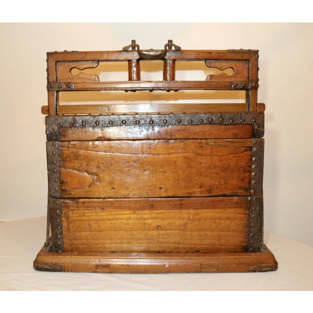 Large Antique 1700's Chinese Handmade Wood Wrought Iron Wedding Dowry Box Chest For Sale - Image 12 of 12
