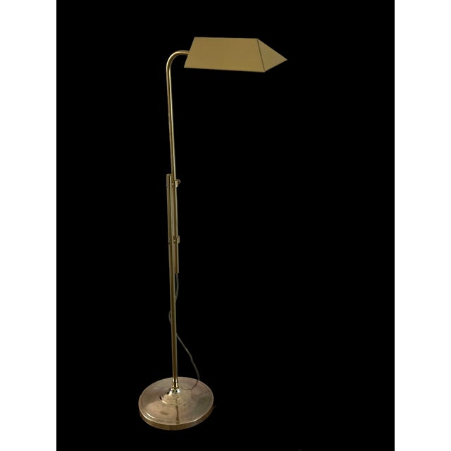 Mid-Century Modern Vintage Brass Pharmacy Adjustable Floor Lamp For Sale - Image 3 of 9