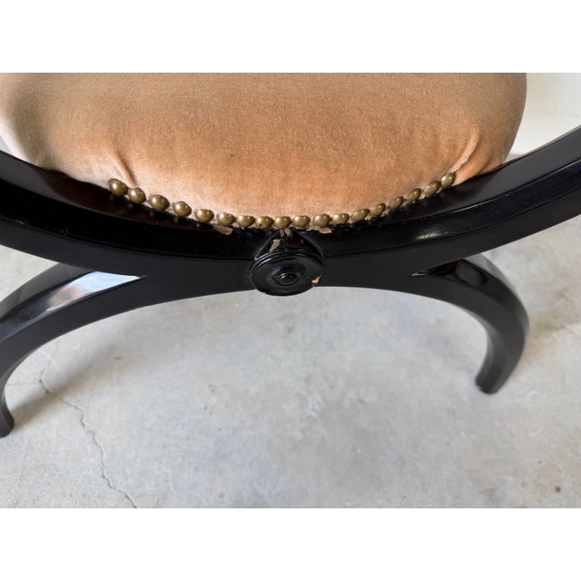 Vintage Hollywood Regency Style Gondola Chair With Carved Lion Head Arms For Sale - Image 11 of 12