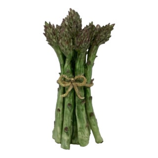 Vintage Majolica Standing Bunch of Asparagus Tied With Bow For Sale