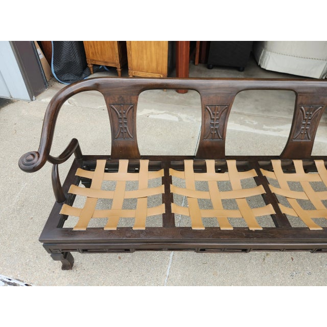 Vintage 1960's Chinoiserie Custom Wood Sofa For Sale - Image 9 of 10
