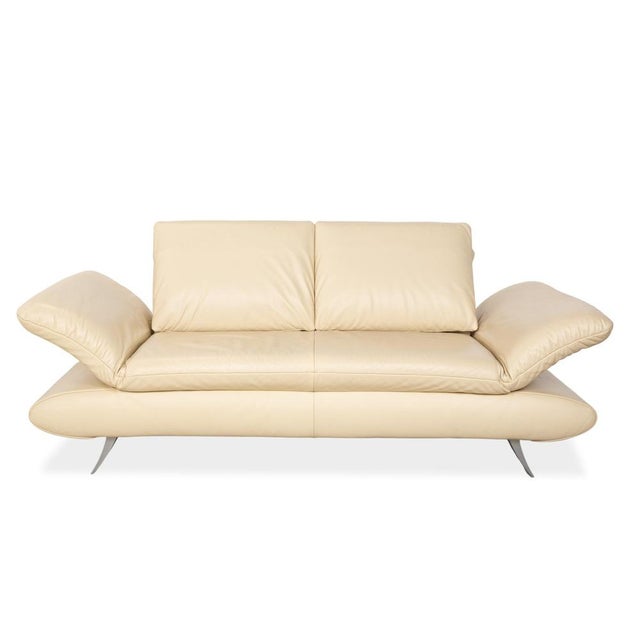 Cream Leather Velluti Two-Seater Sofa with Manual Function from Koinor For Sale - Image 14 of 14