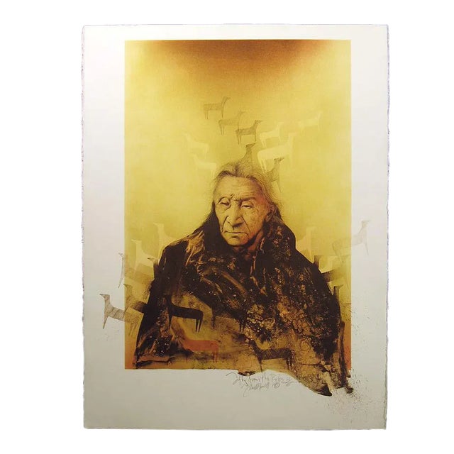 1980 Frank Howell "Fifty From the Robe" Hand Signed Vintage Lithograph Unframed 31x24 For Sale