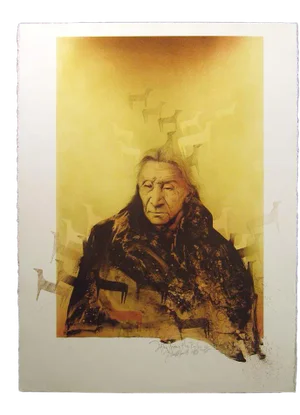 1980 Frank Howell "Fifty From the Robe" Hand Signed Vintage Lithograph Unframed 31x24