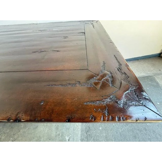 Monumental Spanish Revival Carved Trestle Dining Table, Early 20th Century For Sale - Image 16 of 17