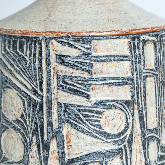 1960s Grey Ceramic Table Lamps with Silk Shades from Soholm, Denmark, 1960s, Set of 2 For Sale - Image 5 of 14