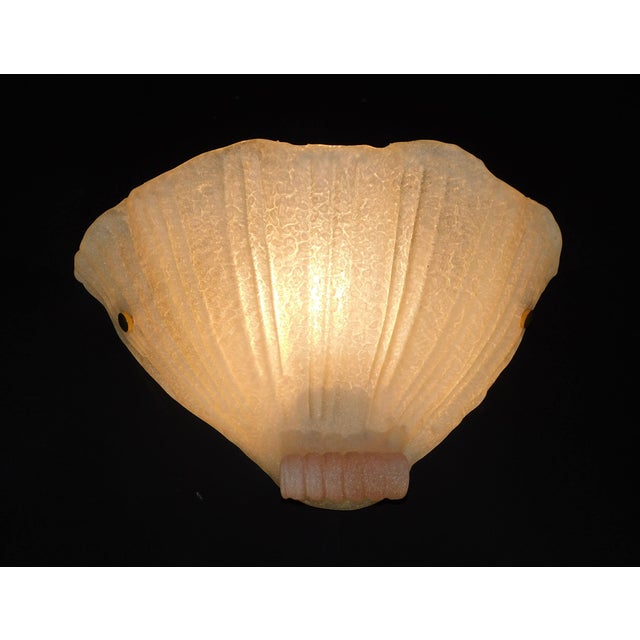Glass 1960s Murano Shell Sconce With Pink Curl, a Pair For Sale - Image 7 of 10