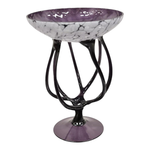 Vintage Hand Blown Italian Murano Glass Style Purple Compote Candy Dish