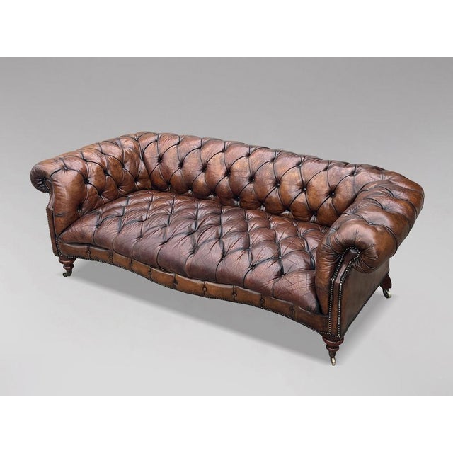 Antique Victorian Chesterfield Sofa in Brown Leather, 1880 For Sale - Image 13 of 14
