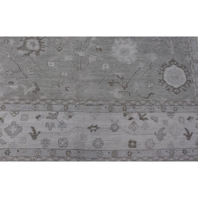 Ivory Large Oushak Rug With Soft Gray and Subtle Ivory and Sage Accents 11'10 X 17'5 For Sale - Image 8 of 12