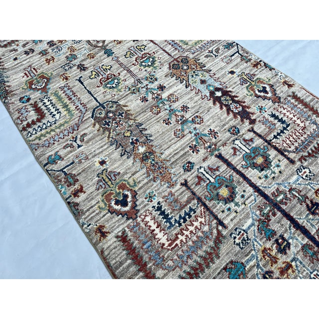 Mid-Century Modern Hand-Knotted Tree of Life Willow Runner on Wool Ground, 2'10" X 9'7" For Sale - Image 3 of 9