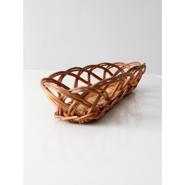 Vintage French Country Wicker Bread Basket With Open Weave For Sale - Image 6 of 15