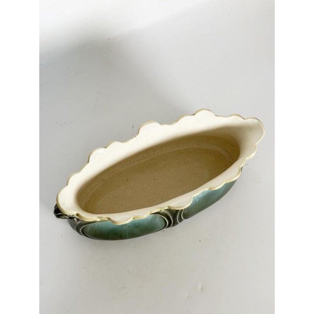 Art Nouveau Majolica Cachepot with Green and Blue Floral Decorations, France For Sale - Image 4 of 18
