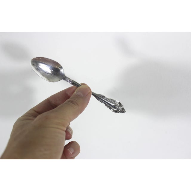 Set of 4 Demitasse Spoons Silver Artistry or Brahms by Oneida Community Plate Matching Vintage Coffee Service Spoon, Condiment For Sale - Image 6 of 7