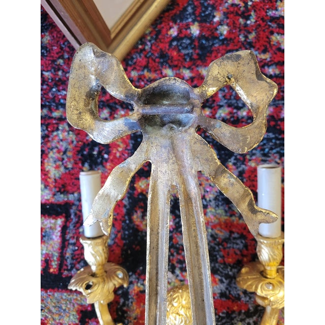 Pair of 1930s Gilt Bronze Cherub Wall Scones For Sale - Image 12 of 12