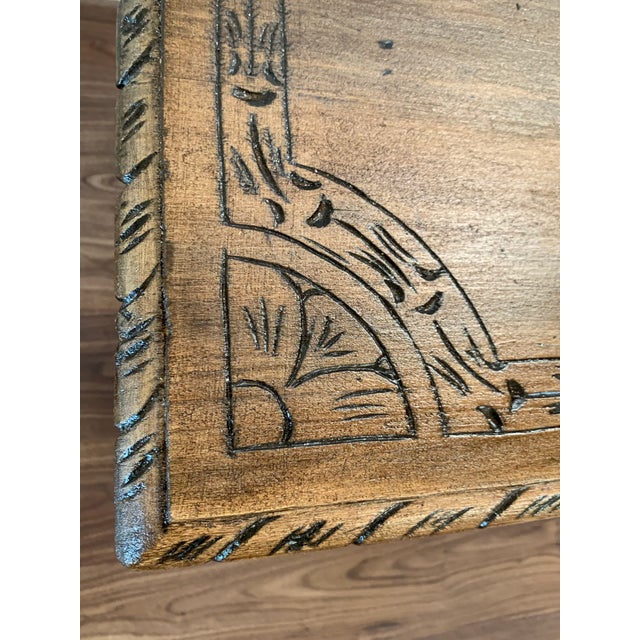 Chestnut 19th Side Table of Chestnut With Carved Lyre Legs, Spanish, 19th Century For Sale - Image 8 of 13