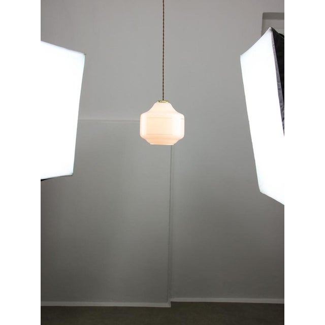 Mid-Century Italian Opaline and Brass Pendant Lamp For Sale - Image 10 of 14