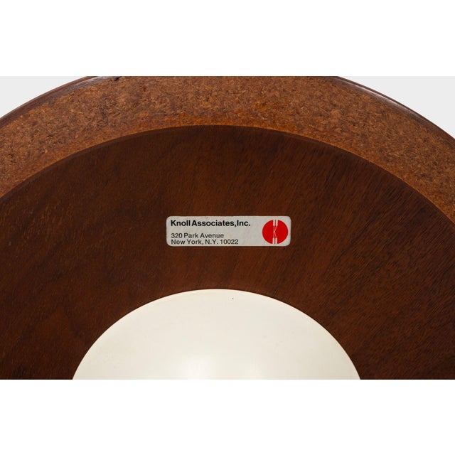 White Early Eero Saarinen “Tulip” Side Tables, c.1960 –Walnut Tops & Cast-Iron Bases For Sale - Image 8 of 8