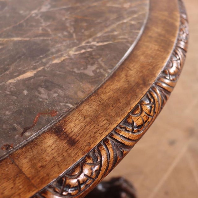 19th Century Vintage English Carved Lamp Table, 1890s For Sale - Image 5 of 12