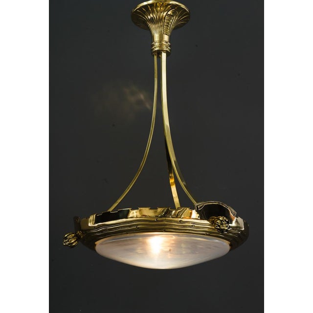 Art Deco Pendant Light with Palme Koenig Opaline Glass Shade, Vienna, 1920s For Sale - Image 12 of 18