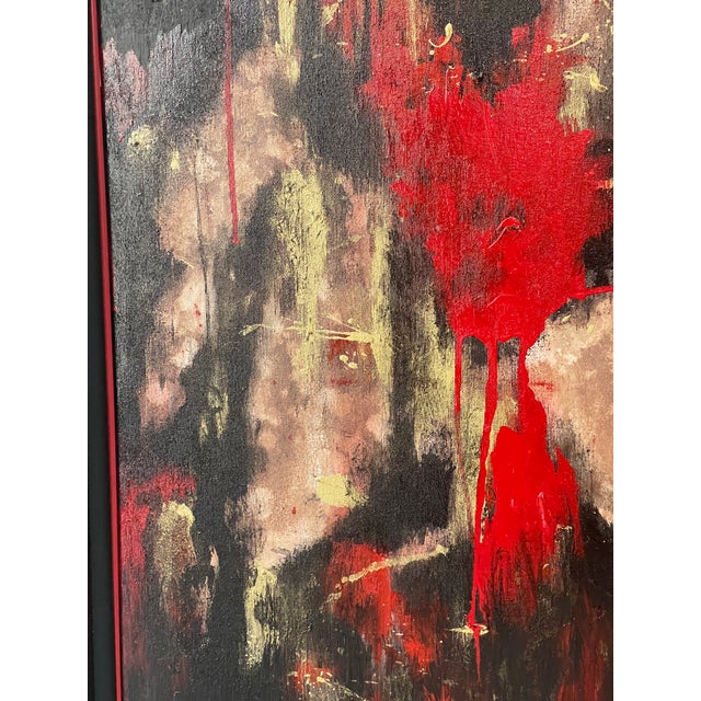 Dark Abstract Oil on Canvas Painting Norma Smith For Sale - Image 10 of 10