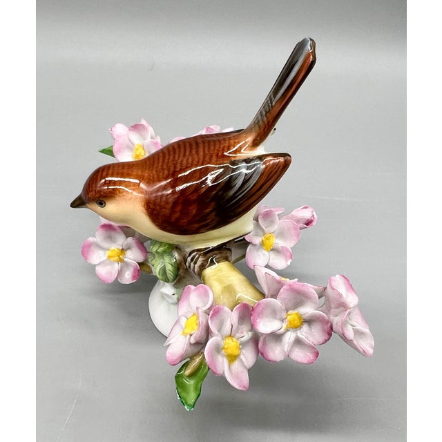 Vintage Herend Hungary Hand-Painted Songbird With Pink Blossoms – Porcelain Figurine - Cottagecore • Traditional • European Classic For Sale - Image 11 of 15