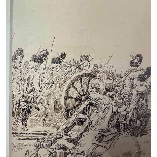 Original 19th Century Antique Henri Pille Military War Battle Pen Ink Drawing For Sale - Image 16 of 18