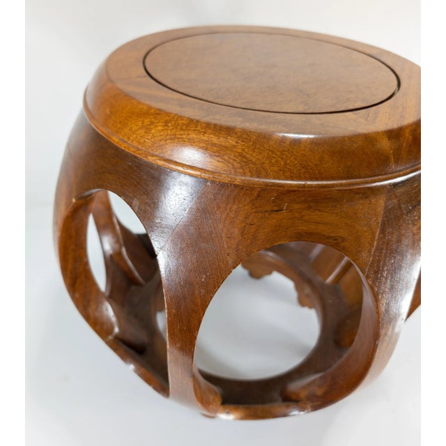 Mid-Century Asian Modern Chinoiserie Rosewood Stool For Sale In New York - Image 6 of 8