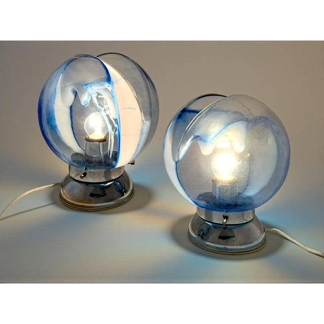 Metal Murano Glass Lamps by Toni Zuccheri for Venini, 1970s, Set of 2 For Sale - Image 7 of 12