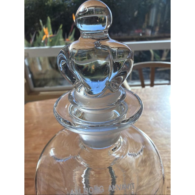 Art Deco Vintage Aalborg Akvavit Holmegaard Kluk Kluk Danish Glass Decanter w/ Stopper For Sale - Image 3 of 8