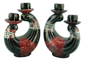 Vintage Ceramic Candleholders by Coronetti Cunardo, 1950s, Set of 2