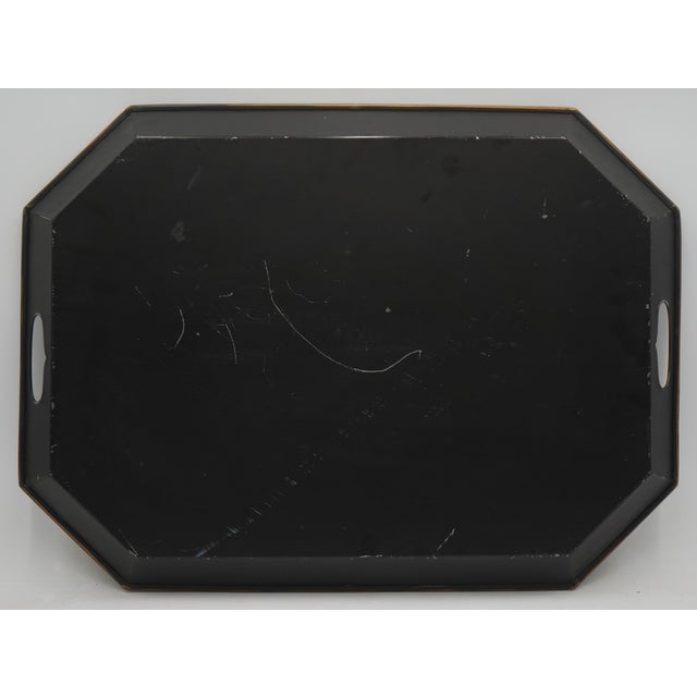 Vintage Toleware Black & Gold Serving Tray For Sale - Image 10 of 10