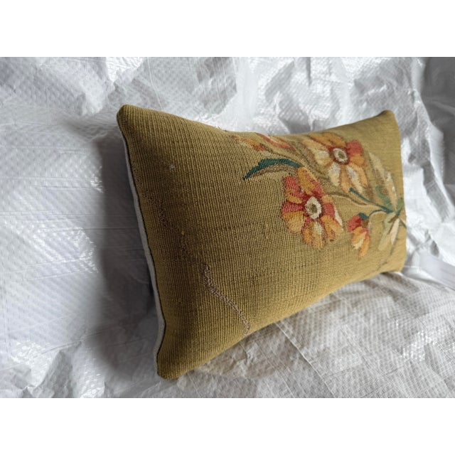 19th Century Aubusson Floral Decorative Pillow For Sale - Image 4 of 7