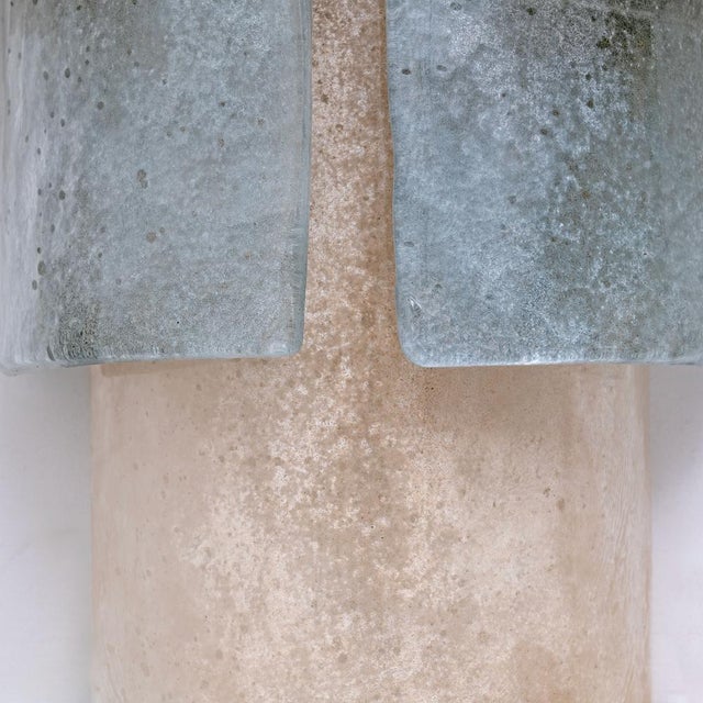 Beige Murano Scavo Glass Wall Lamps with Brass Details, 2000, Set of 2 For Sale - Image 8 of 11