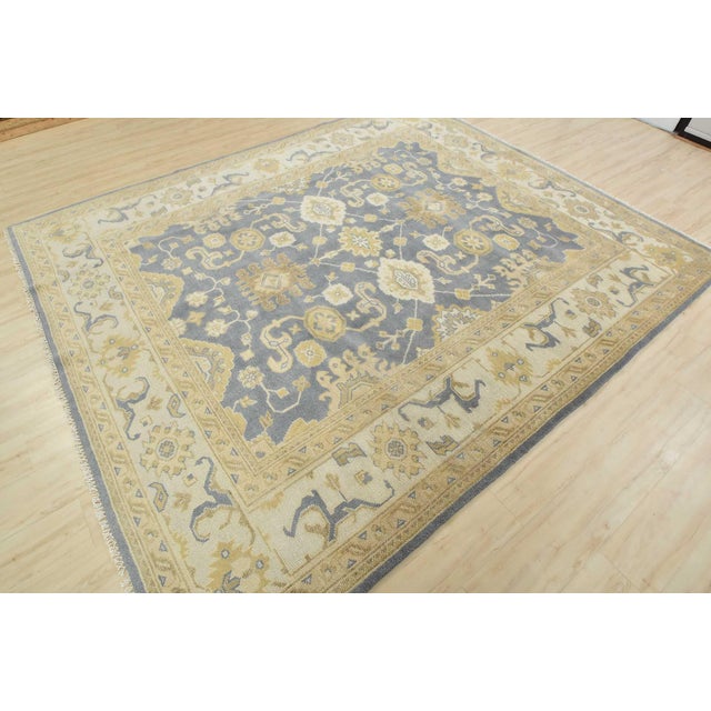 Modern Oushak Rug 8'4'' X 9'10'' Gray Wool Modern Hand-Knotted Oriental Carpet For Sale - Image 3 of 12