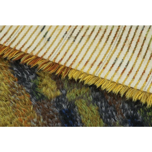 Textile Vintage Swedish Rya Rug in Gold With Colorful Abstract Pattern - Rug & Kilim For Sale - Image 7 of 7