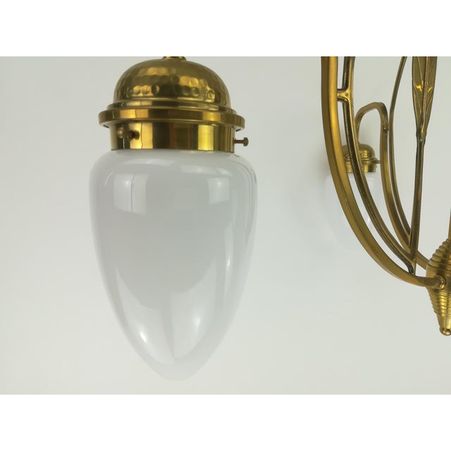 Art Deco Opal Screen Chandelier from Wiener Werkstätte, 1920s For Sale - Image 6 of 10