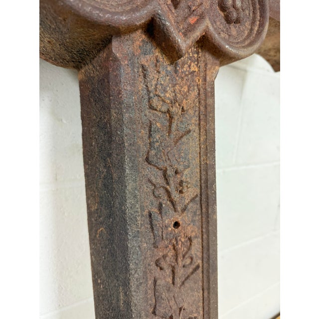 1920s Huge Antique Industrial Outdoor Cast Iron Religious Catholic Crucifix Cross For Sale - Image 5 of 15