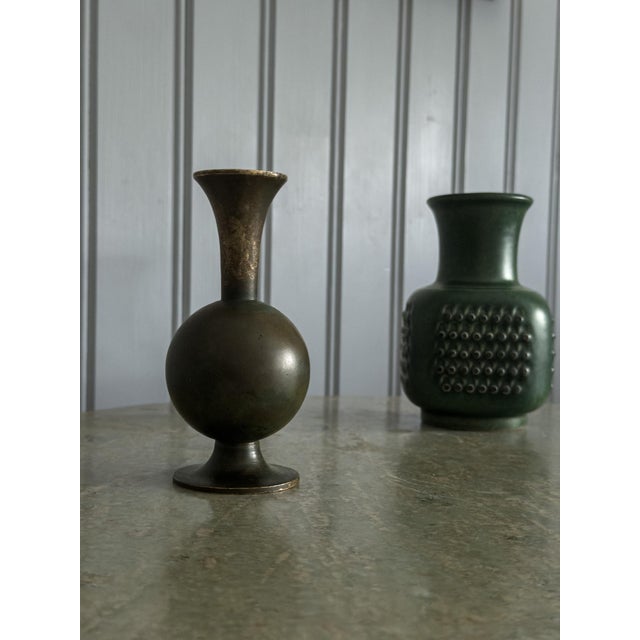 Metal Small Bronze Vase by Sune Bäckström, Sweden, 1920s For Sale - Image 7 of 8